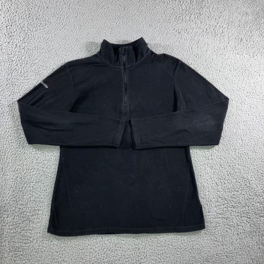 Columbia 1/4 Zip Jacket Women L Black Lightweight Fleece Outdoor Classic Hiking